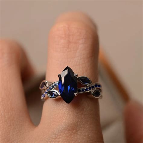 silver ring marquise cut