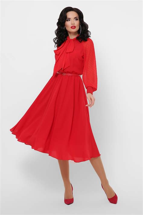 Красное шифоновое платье | Dresses with sleeves, Dress, Fashion