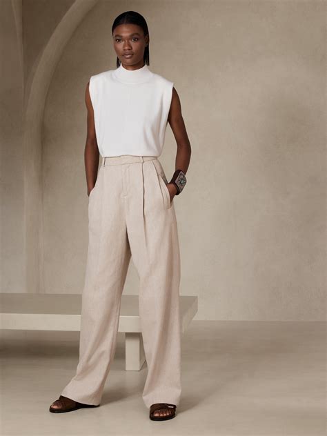 Norfolk Wide-Leg Linen-Cotton Pant | Banana Republic