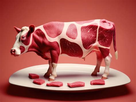 Premium Photo | Fresh raw beef in the shape of a cow and scheme of ...
