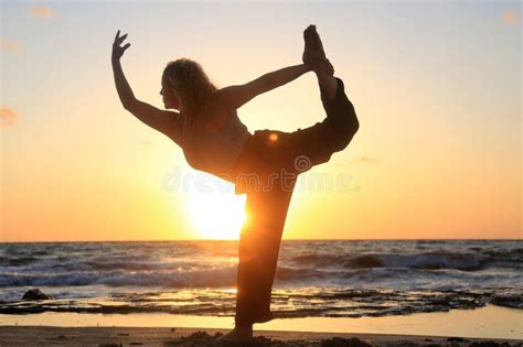 Woman Meditation and Yoga Poses in the Beach Stock Image - Image of ...