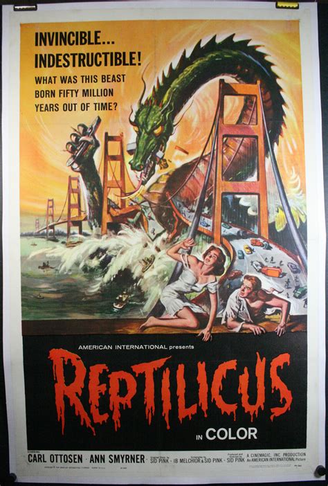 REPTILICUS, Original Authentic 60s Sci Fi Monster Movie Theater Poster For Sale – Original ...