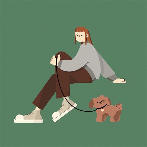 Иллюстрация дама с собачкой в стиле 2d | Illustrators.ru
