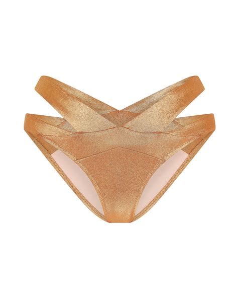 Mazzy Bikini Bottom in Gold/Gold | By Agent Provocateur