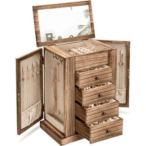 jewelry box  women  layer large wood boxes organizers