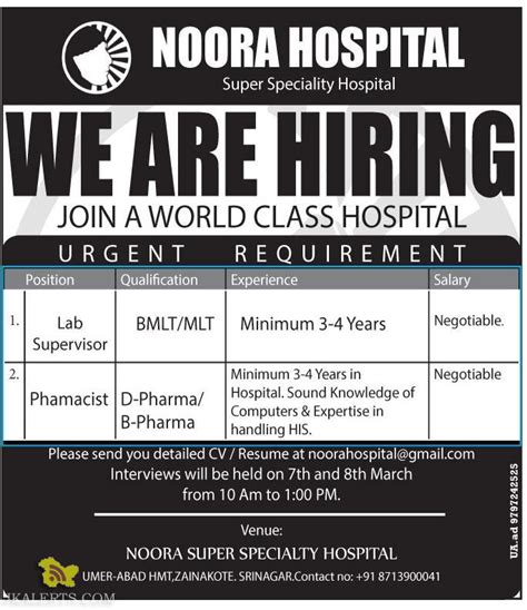 noora hospital jobs | Govt Private Jobs updates Jammu, Kashmir, JKSSB ...