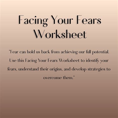 Facing Your Fears Worksheet - Etsy
