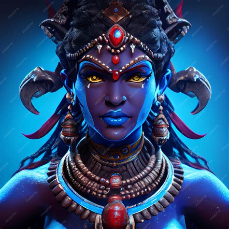 Premium Photo | Goddess kali portrait illustration hindu god mahakali