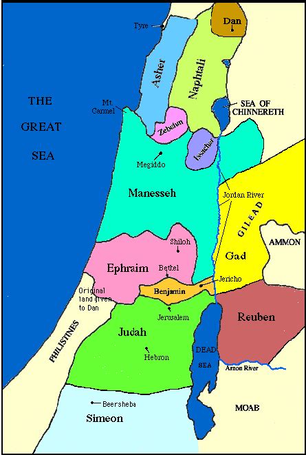 Map of the Twelve Tribes of Israel