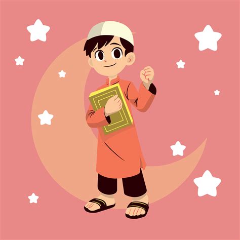 Islamic Student Holding A Book 42642830 Vector Art at Vecteezy