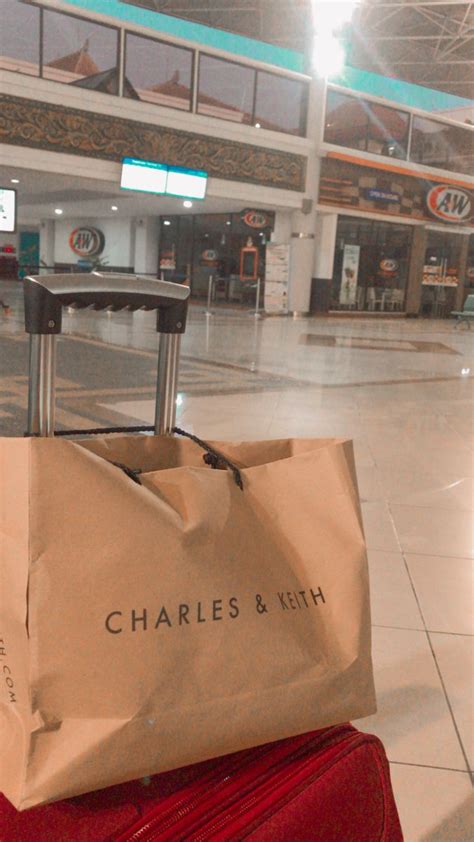 Airport Travel Essentials: Brown Paper Bag on Red Luggage