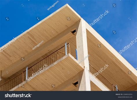 close view vertical supports interior ceiling stock photo