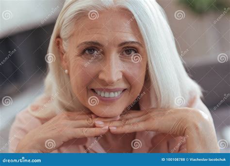 Portrait of a Cheerful Beautiful Aged Woman Stock Photo - Image of ...