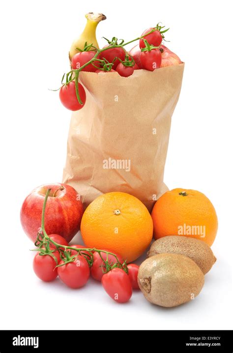 fruit  paper bag  white stock photo alamy