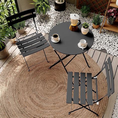 decksplore  piece bistro set  chairs  table solid steel frame