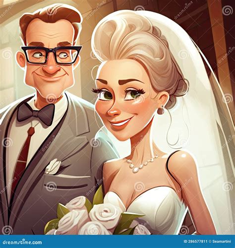 Cute Bride and Groom on Wedding, Ai Generated Stock Illustration ...