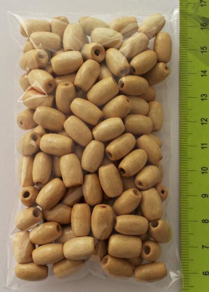 дървено буре 12x7x3мм цвят:натурален, ~122 броя, 30 грама - Мартеници Петя