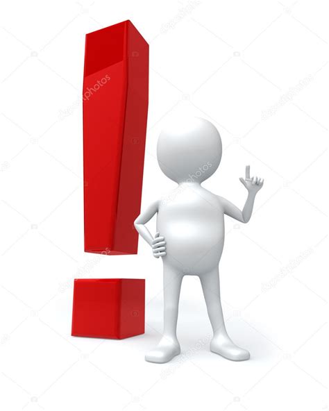 3D white man with big red exclamation sign Stock Photo by ©lenapix 12189020