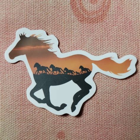 office  sunset galloping horse sticker caballo western country girl
