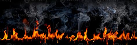 Fire flames with smoke isolated black background 2278734 Stock Photo at