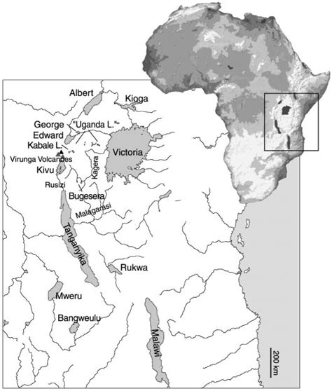 Map of East Africa showing the lakes and rivers studied. | Download Scientific Diagram