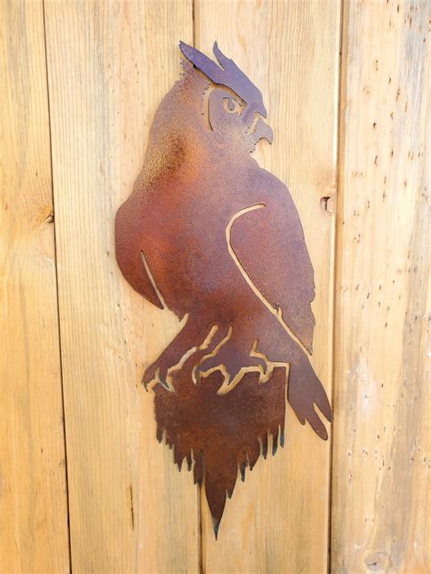 iron owl wall art metal wall art mounted rusted yard decor rustic