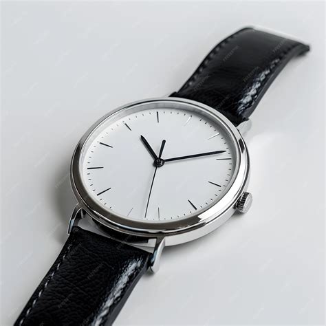 Elegant Minimalist Analog Wristwatch on Plain White Background