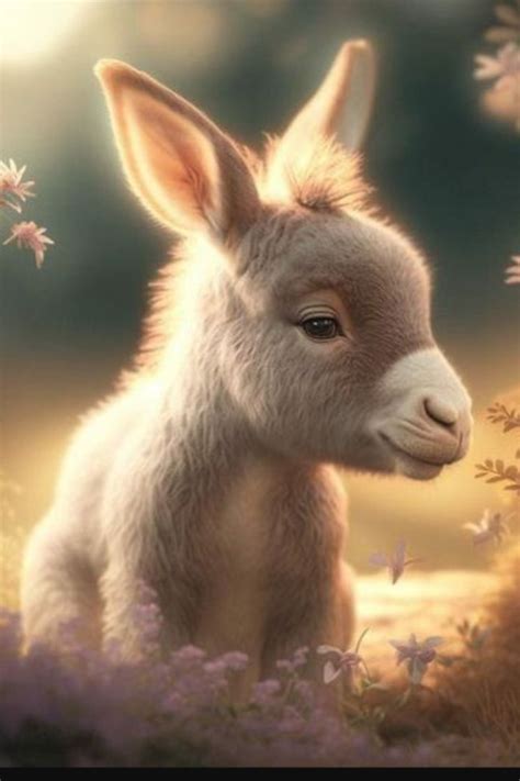 Adorable Baby Donkey in Wildflowers