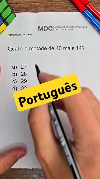 Qual É A Metade De 40 - Qual é a metade de 40 mais 14? #português #matematica - YouTube