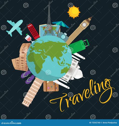Travel Around The World Poster. Tourism And Vacation, Earth World ...