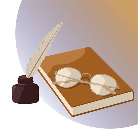 Иллюстрация Книга с очками и чернильца в стиле 2d