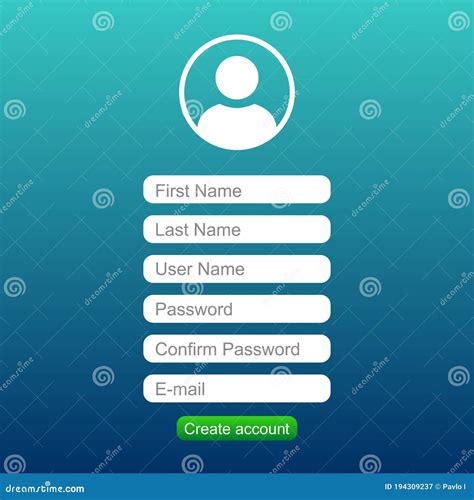 Register Page Design. Login Form Account User Password Identity Web Log
