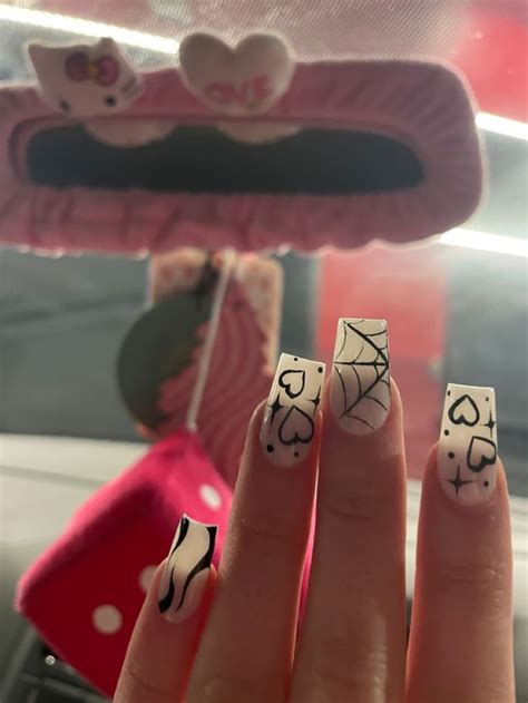 Pin by Emily on Nails | Henna nails, Black acrylic nails, Colored ...