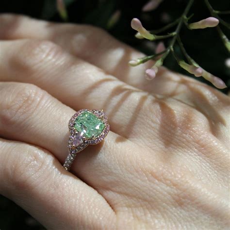 Green Diamond Engagement Ring