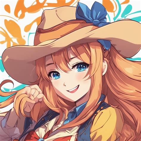 Premium AI Image | anime girl wearing cowboy hat