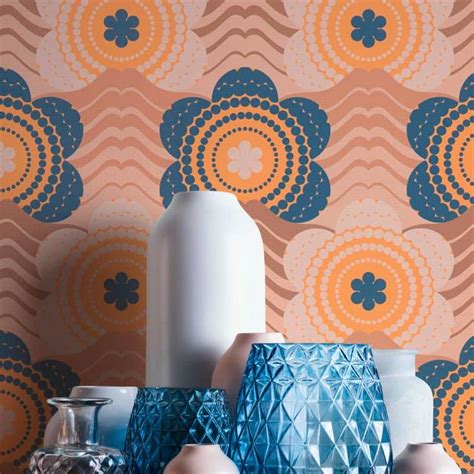 vintage blomstret tapet beige brun retro blomstret tapet vintage