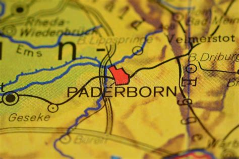 The Word PADERBORN on the Map Stock Image - Image of macro, name: 106403501