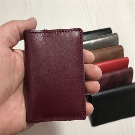 Leather card holder. Minimal Cardholder. Slim cardholder. | Etsy
