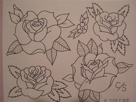 Old School Rose Tattoo Outline