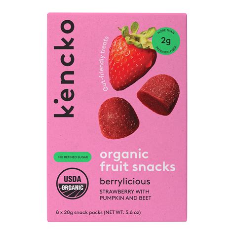 Kencko Berrylicious Organic Fruit Snacks, Vegan, Gluten-Free, Non-GMO