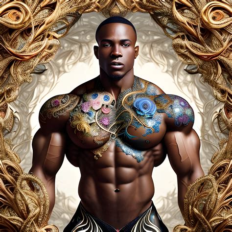 A black male bodybuilder. He is handsome and flexing his muscles. an
