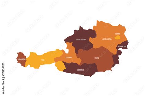 Austria political map of administrative divisions - federal states ...