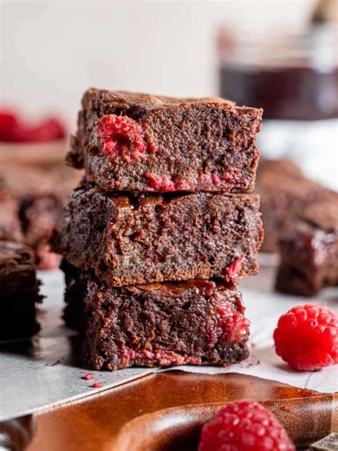 Thick Fudgy Chocolate Raspberry Brownies – Broken Oven Baking