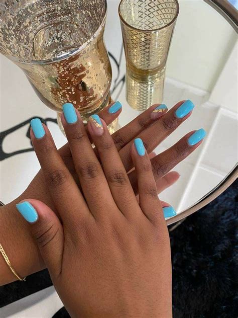 Blue nails on dark skin | Pointed nails, Stylish nails, Teal nails