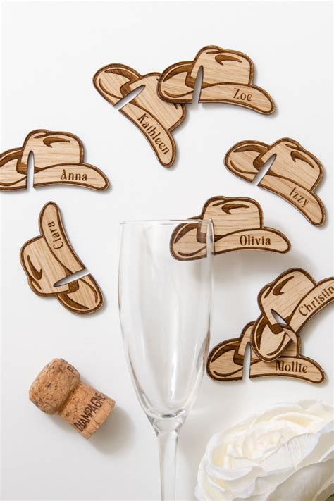 Personalised Cowboy Hat Place Name Setting Drink Charms