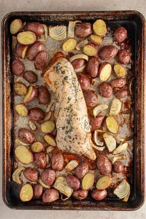 Easy Sheet Pan Pork Tenderloin with Potatoes - The Schmidty Wife