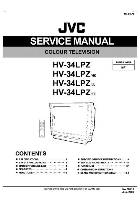 JVC HV-34LPZ Service Manual download, schematics, eeprom, repair info ...