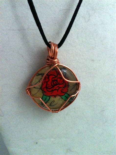 wire wrapped rose pendant  dingbatstreasures  deviantart