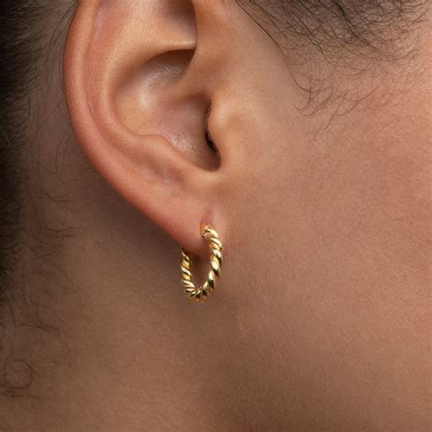 14K Gold Twisted Hoop Earrings, Sterling Silver Twisted Hoops, Rope ...