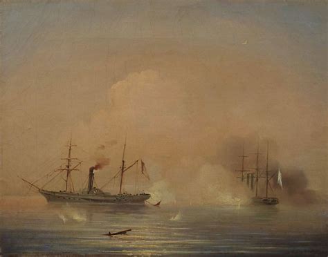 Морской бой 1855 35х42 (картина) — Иван Константинович Айвазовский